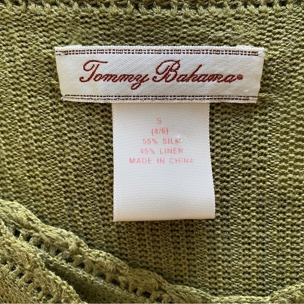 Tommy BAHAMA Cardigan w/ Tank Top Olive Green Women S Small - Picture 5 of 5